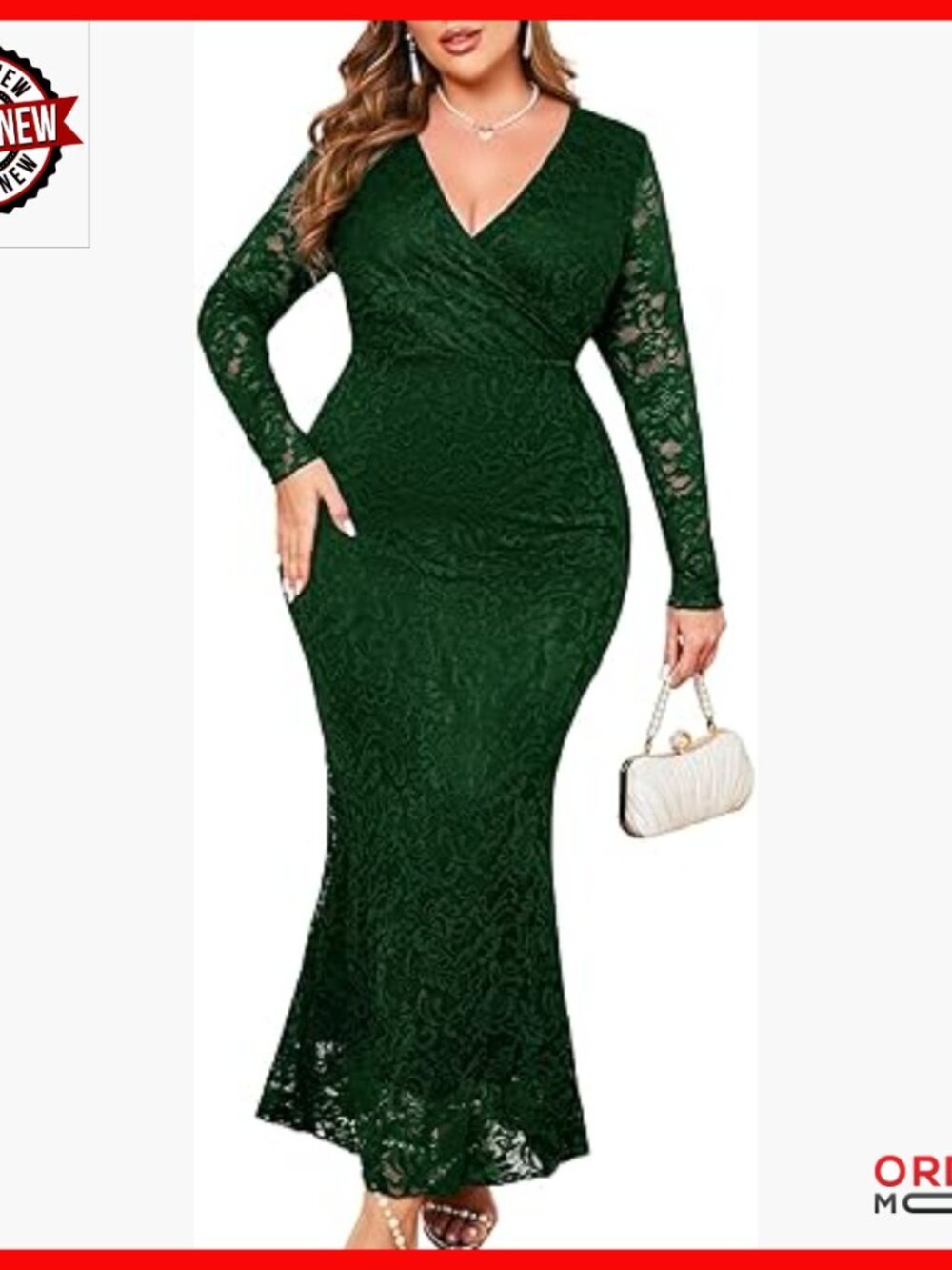 Plus Size Floral Lace Mermaid Maxi Dress Formal Evening Gown V Neck Wrap
